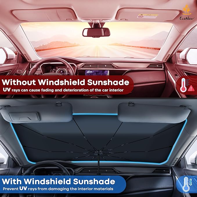 EcoNour Adjustable Car Windshield Umbrella Sun Shade | Foldable UV Protection - Image 2