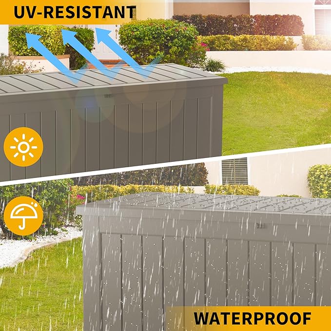 180 Gallon Resin Deck Box, Waterproof Outdoor Storage Bin - Image 2