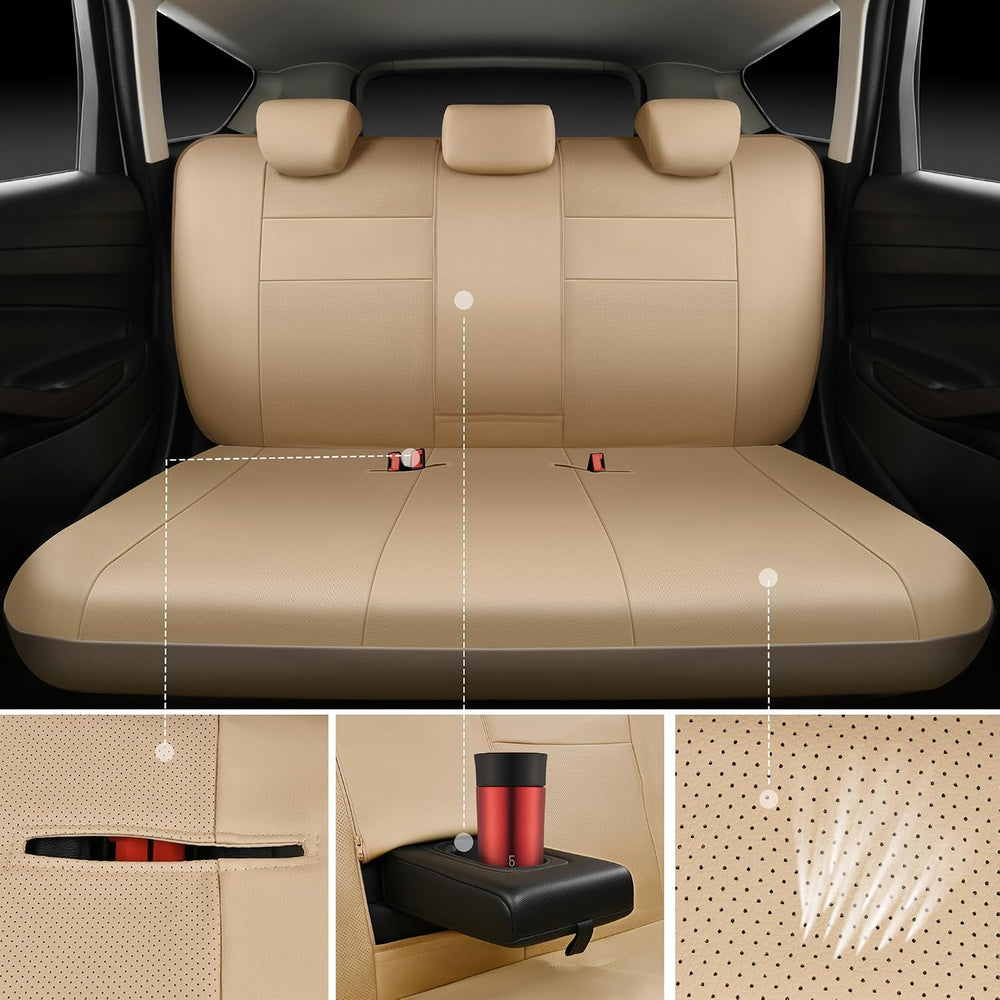 CAR PASS Leather Seat Covers Full Set Universal Water Resistant 3D Foam Back ...