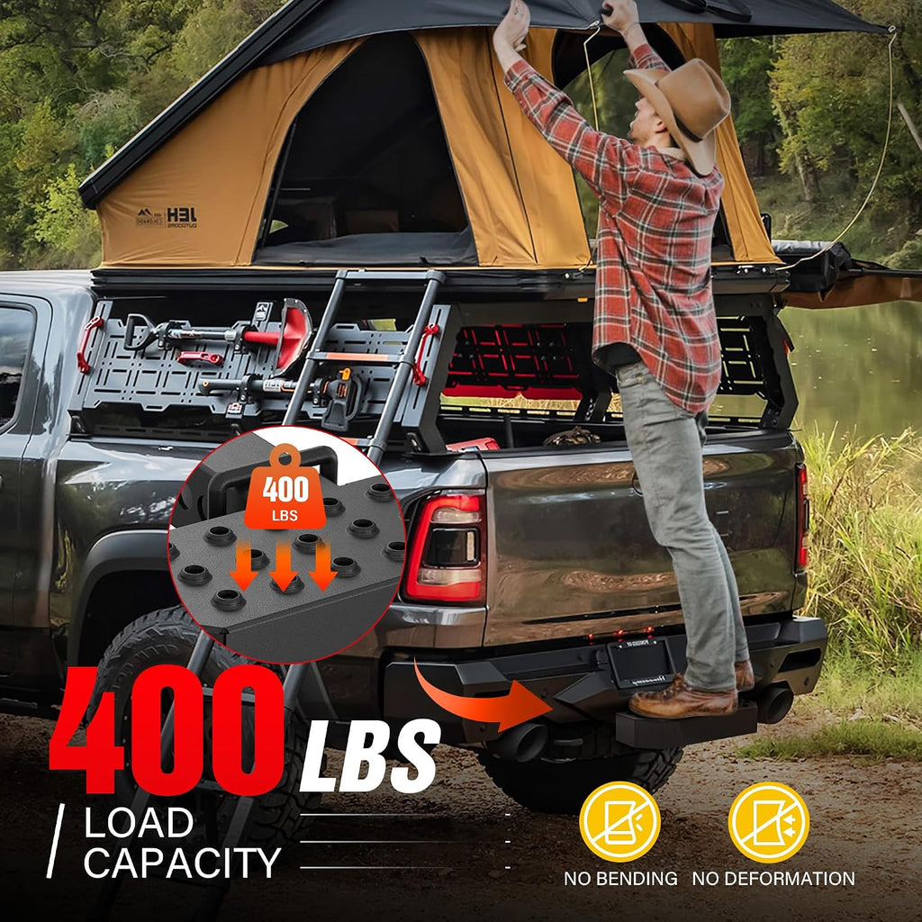 YZONA Tow Hitch Step Trailer for 2" Receivers, 400 lbs Maximum Load, with Pin Clip & U-Bolts Stabilize, Compatible with Pickups Trucks Car SUV Van RV, Anti Slip and Rust Towing Bumper Guard Protector