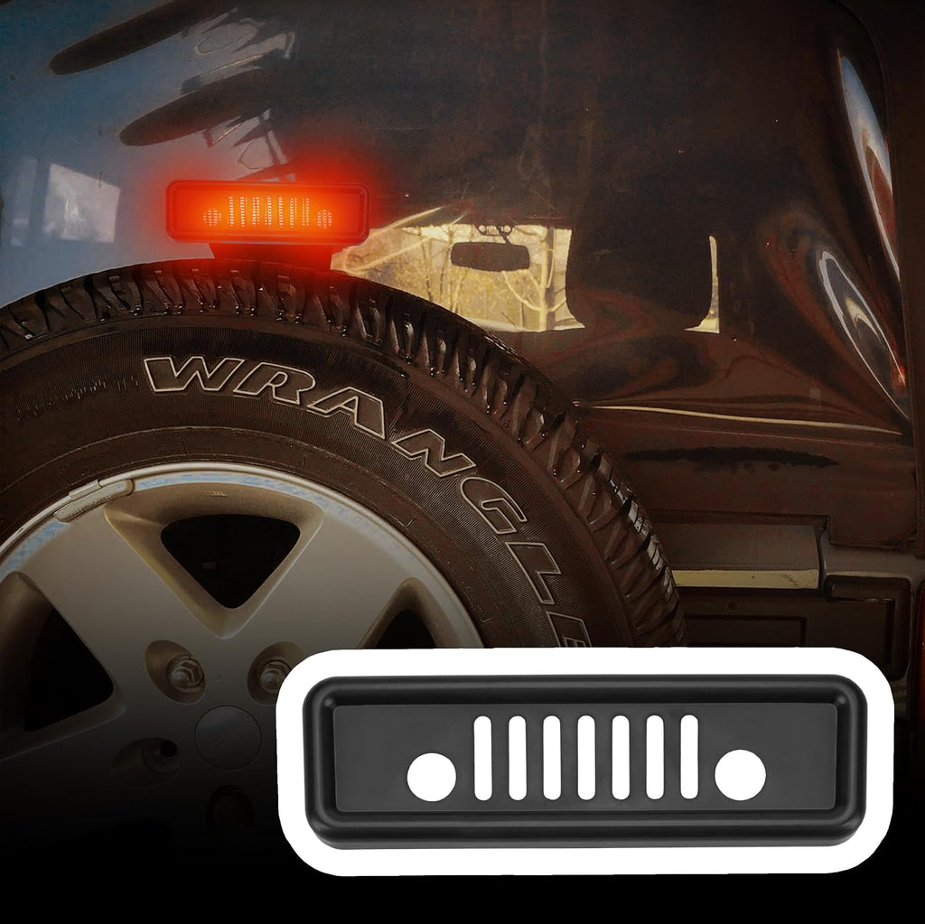 Jeep Rear Third Brake Light Cover Fit for 2007-2017 Wrangler JK JKU, High Centre Third Guard Decoration for Jeep JK Accessories, Dark Smoke Protector Trim High-Mount Grille, Automobile Tail Lamp Black