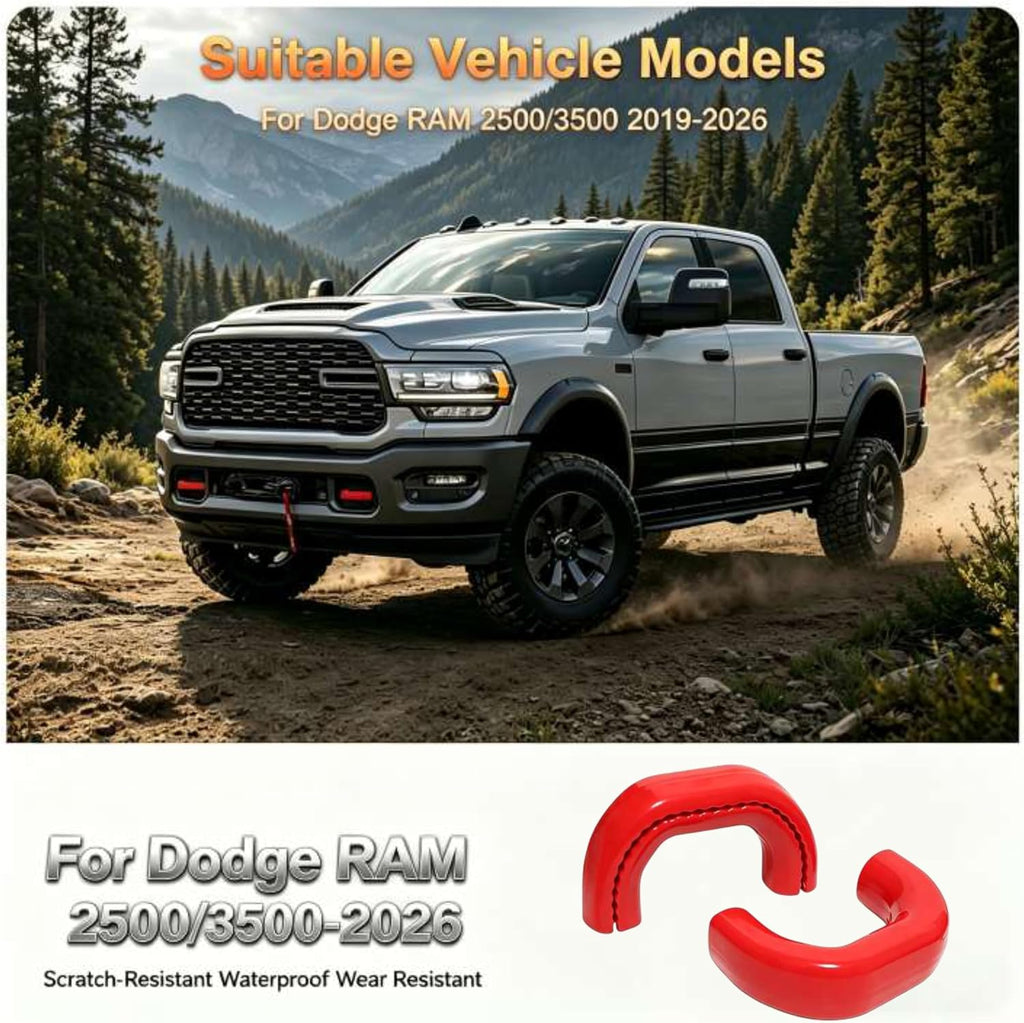 Tow Hook Covers for RAM 2500 3500 2019-2026, Thick Silicone Hitch Cover, Rustproof Weatherproof Front Tow Hook Protector