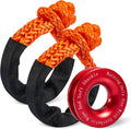 Soft Shackle & Recovery Ring Set 2pcs 1/2"x22" Synthetic Winch Rope 56,000lbs Breaking Strength, 1pcs Snatch Ring for ATV UTV SUV Truck Offroad Vehicle Orange