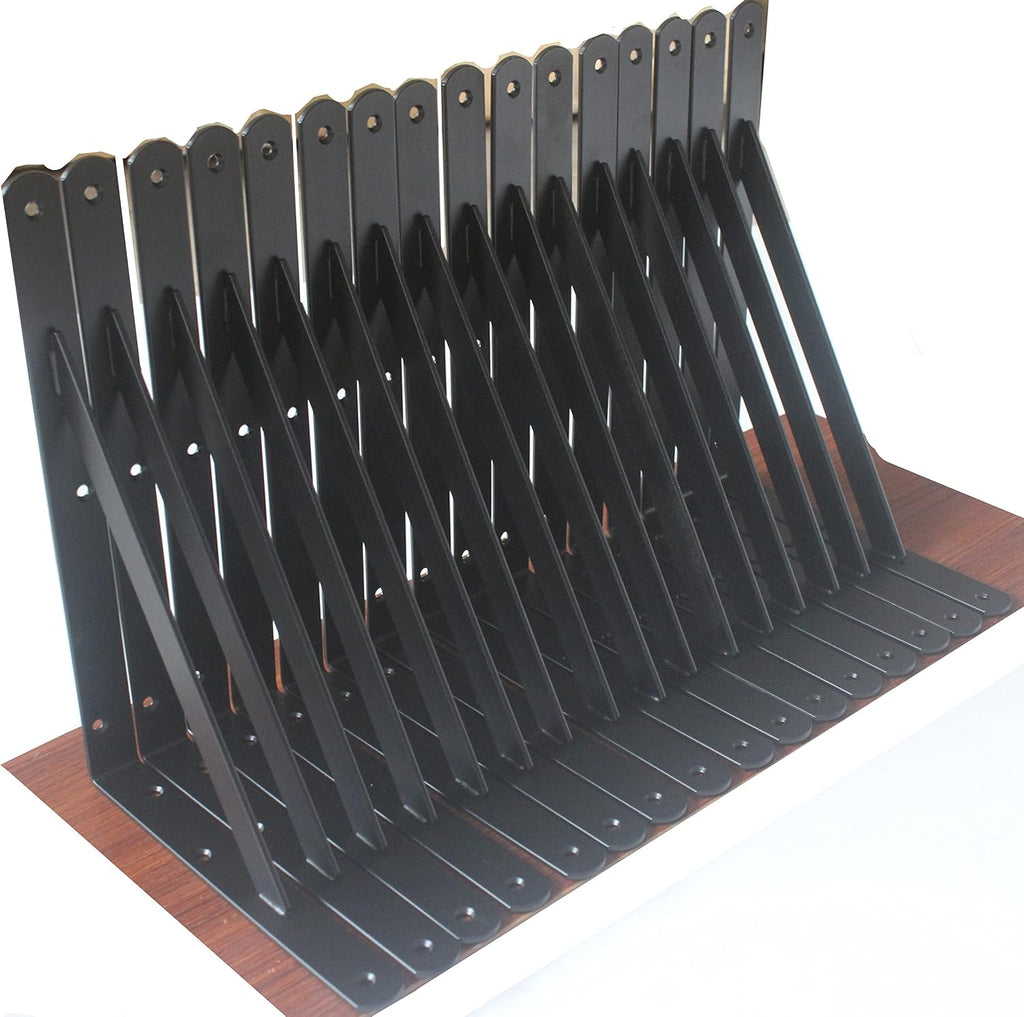 12 Pack L10 x H 8" Black Heavy Duty Shelf Brackets