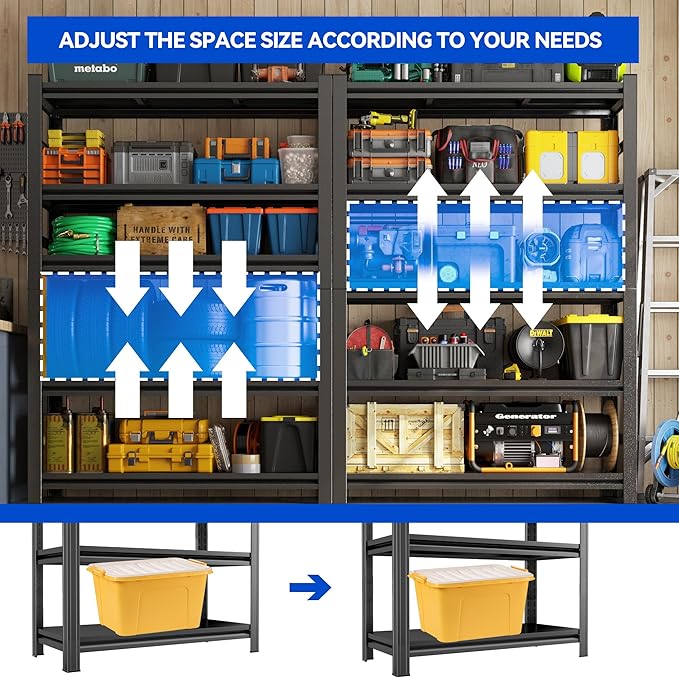71.2"H Garage Shelving Heavy Duty Rack, 3000 LBS Extra Large Capacity 5 Tier - Image 3