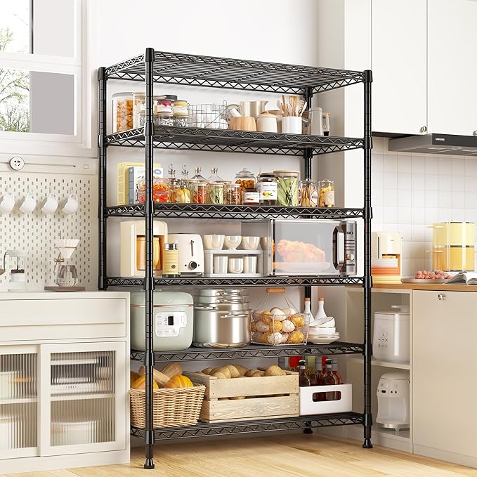 REIBII 71" H Storage Shelves 6 Tier Wire Shelving Unit 1200LBS Metal She...