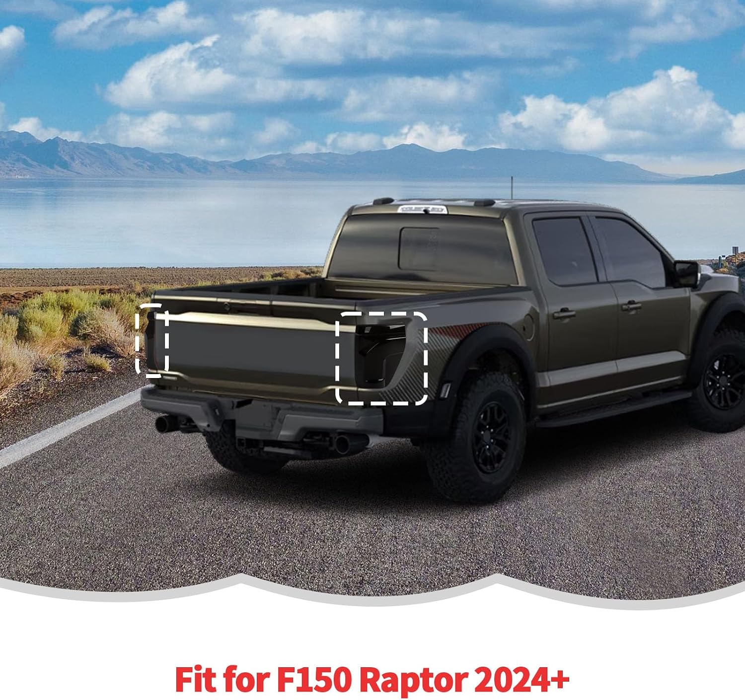 RT-TCZ Smoked Black Tail Light Lamp Cover Guard Trim Decoration Exterior Accessories for Ford F150 Raptor 2024 2025