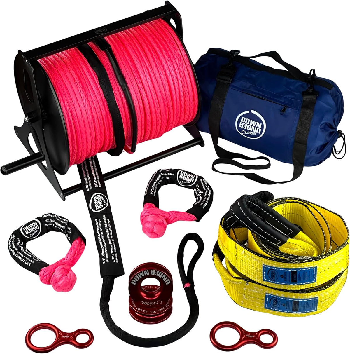 DOWN UNDER OUTDOORS Heavy Duty Game/Log/4x4 Recovery Kit, Deer Drag, 550 ft of