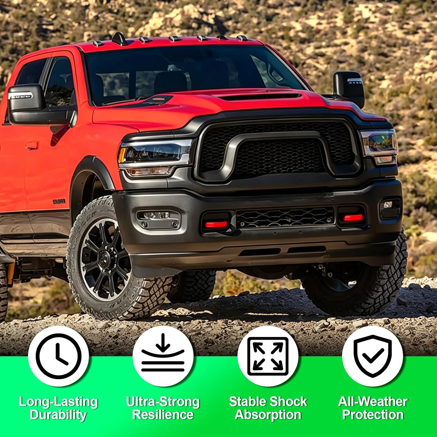 Front Tow Hook Covers for 2019-2026 RAM 2500/3500, Car Tow Hook Protector | Silicone Hitch Cover, Custom-Fit, Scratch-Resistant, Waterproof, Hassle-Free Install, Front Bumper Protective Accessories