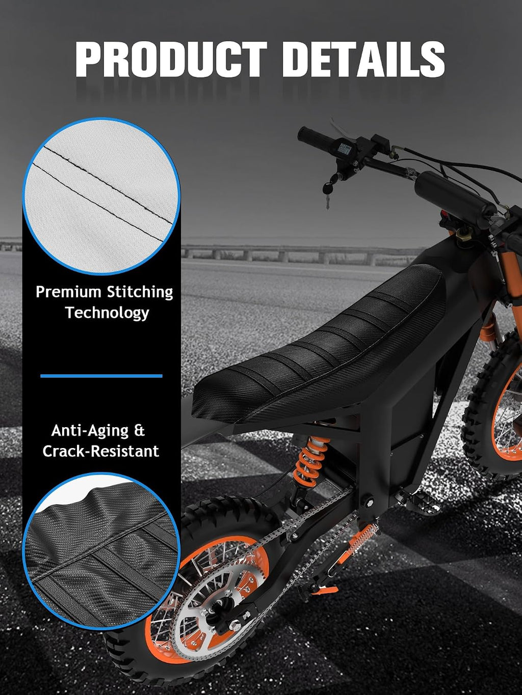 Non-Slip Seat Cover Compatible Fit for Tuttio Tutti Tutto Soleil 01, Electric Dirt Bike Soft Seat Cover Black