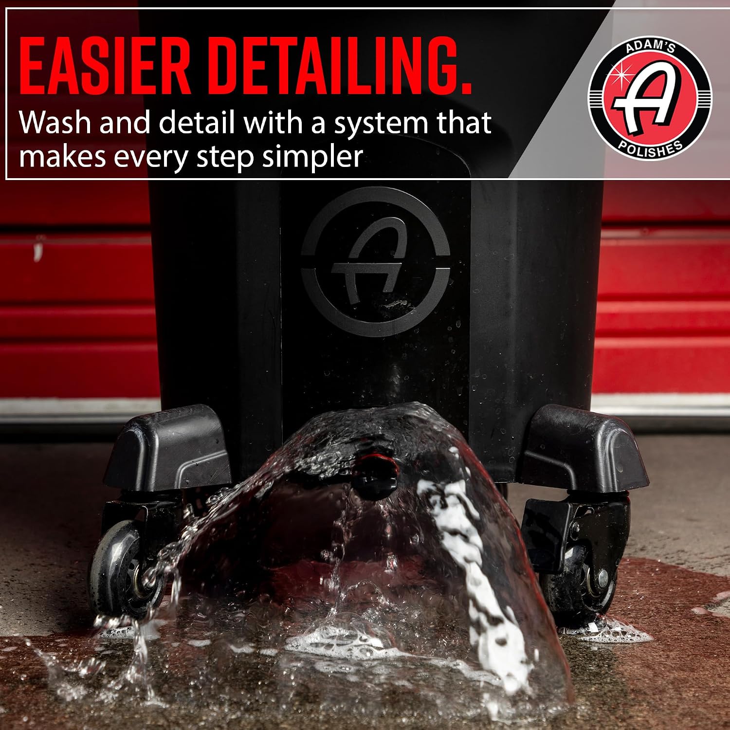 Adam's Double Complete Premium Detailing Bucket - Car Wash Bucket with Grit Guard, Seat Pad, Organization Rack, Drain Plug, 2 Locking Wheels | Innovative Detail 5 Gallon Bucket Kit System