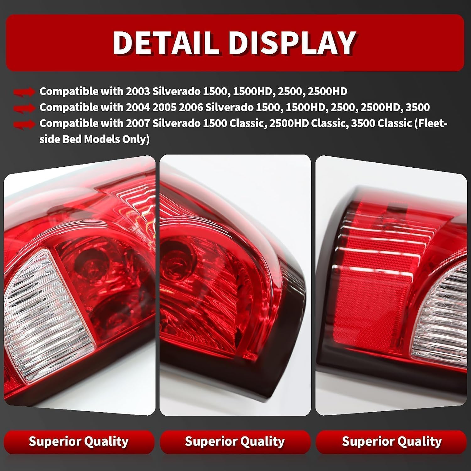 Nakkaa Pair Tail Lights W/Bulbs Compatible with 2003-2006 Silverado 1500 2500 3500HD Red Brake Lamps Left and Right GM2800174 GM2801174