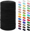 HOMEBOBO Macrame Cord 3mm x 220Yards (656Feet),Natural Cotton Macrame Rope - 4 Strands Twisted Macrame Cotton Cord for Wall Hanging,Plant Hangers,Crafts,Gift Wrapping and Wedding Decorations,Black