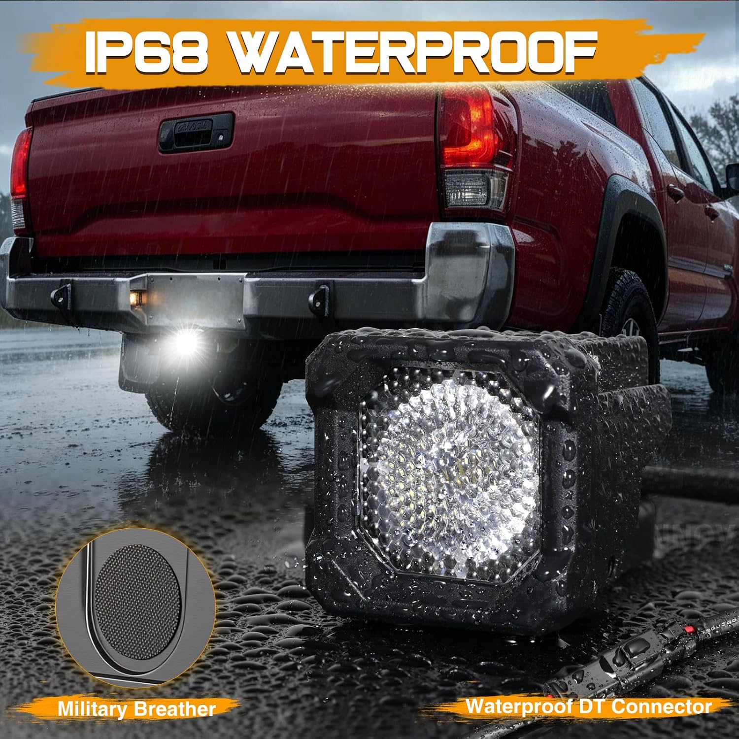 Hitch Mount Reverse Light Kits, Universal Flood Hitch Light Pods for 2x2 Inch Trailer Receiver Backup Light Hitch Harness Compatible with 7-Way Socket for Trucks Pickup Off Road