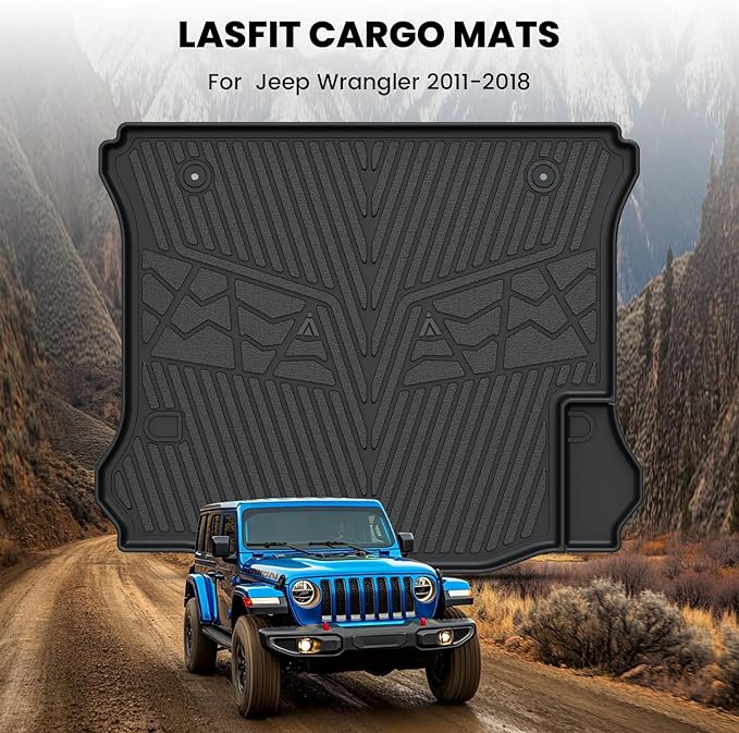 LASFIT Trunk Mat for Jeep Wrangler 2011-2018 JK Unlimited 4-Door All Weather - Image 2