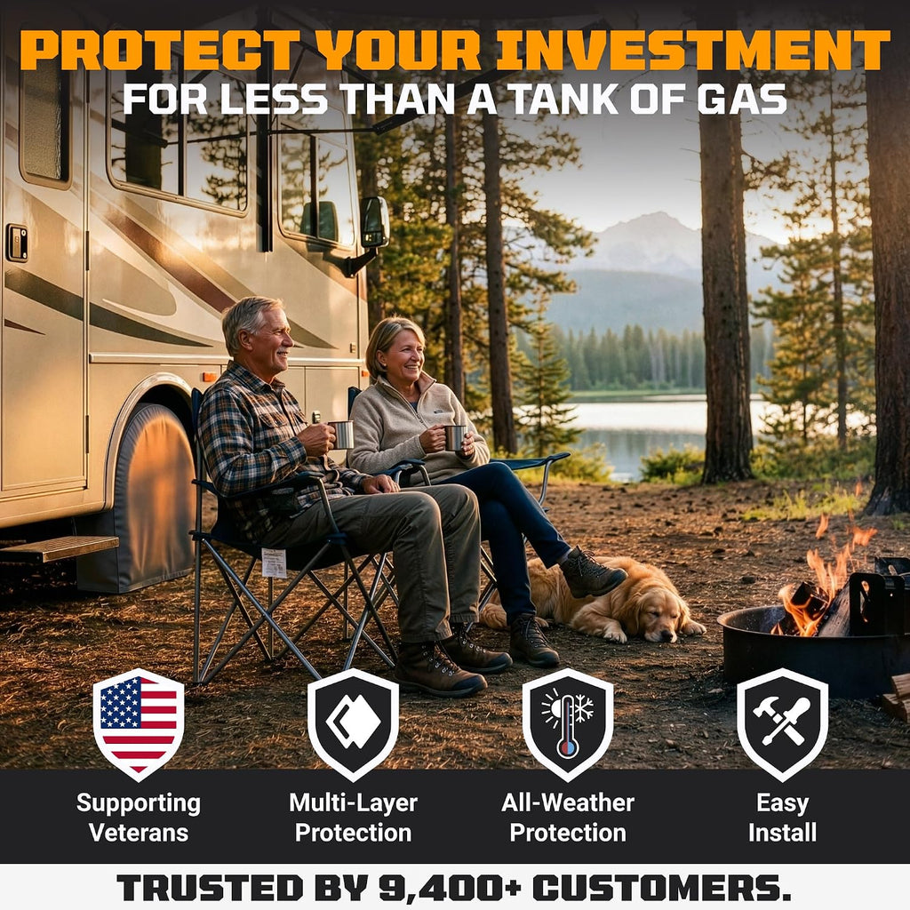 TIRESHIELD PRO Tire Covers Set of 4 - Heavy Duty All-Weather UV-Resistant Wheel Covers w/StormLock-System - Year-Round Protection for Your RV, Camper, Truck, Car & Trailer Tires w/ 26-28.75" Diameter