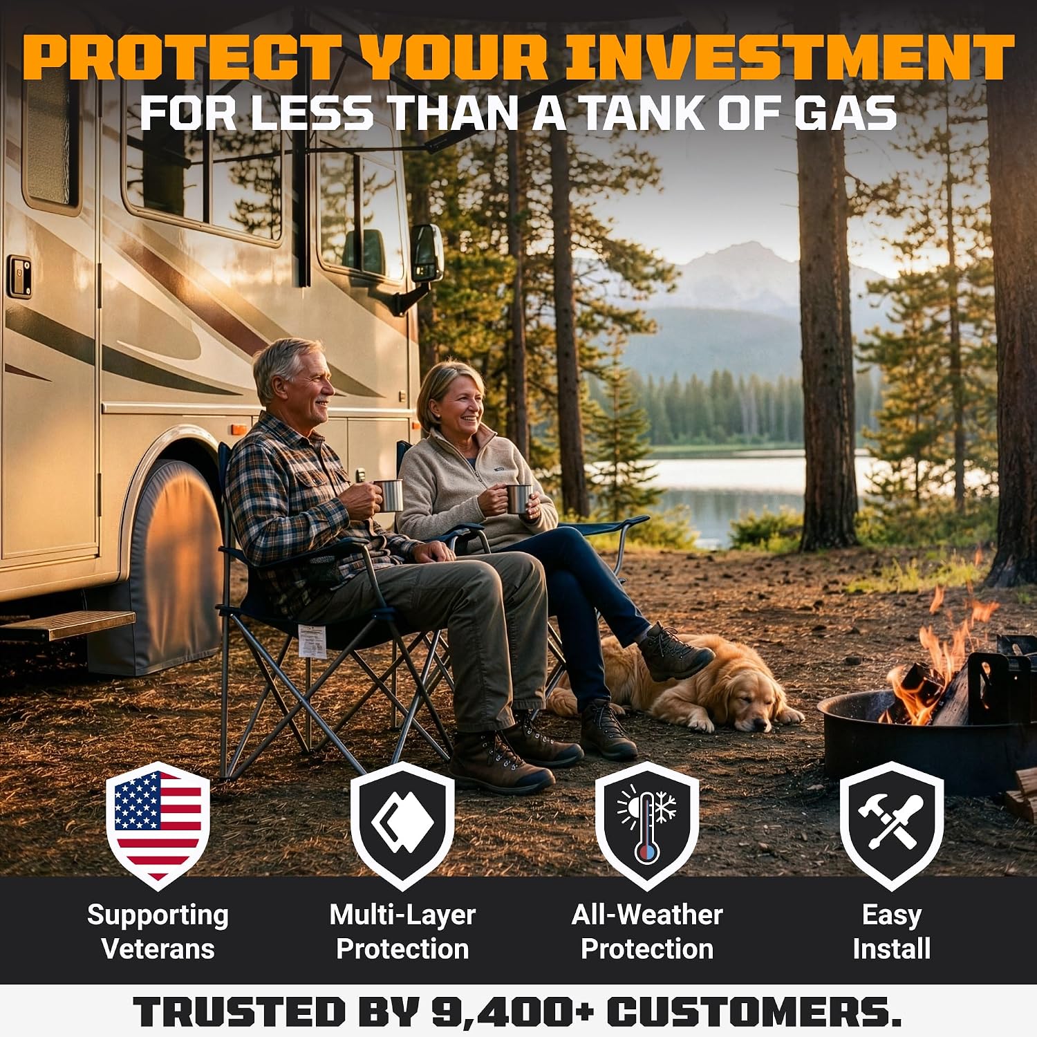 TIRESHIELD PRO Tire Covers Set of 4 - Heavy Duty All-Weather UV-Resistant Wheel Covers w/StormLock-System - Year-Round Protection for Your RV, Camper, Truck, Car & Trailer Tires w/ 26-28.75" Diameter