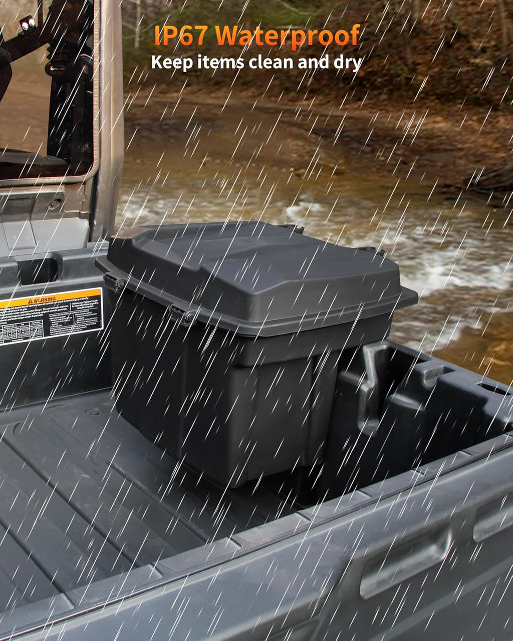Removable Cargo Storage Box for Can Am Defender HD5 HD7 HD8 HD9 HD10 Max/Commander Accessories, Double Layer Rear Cargo Box Bed Trunk Storage Bin