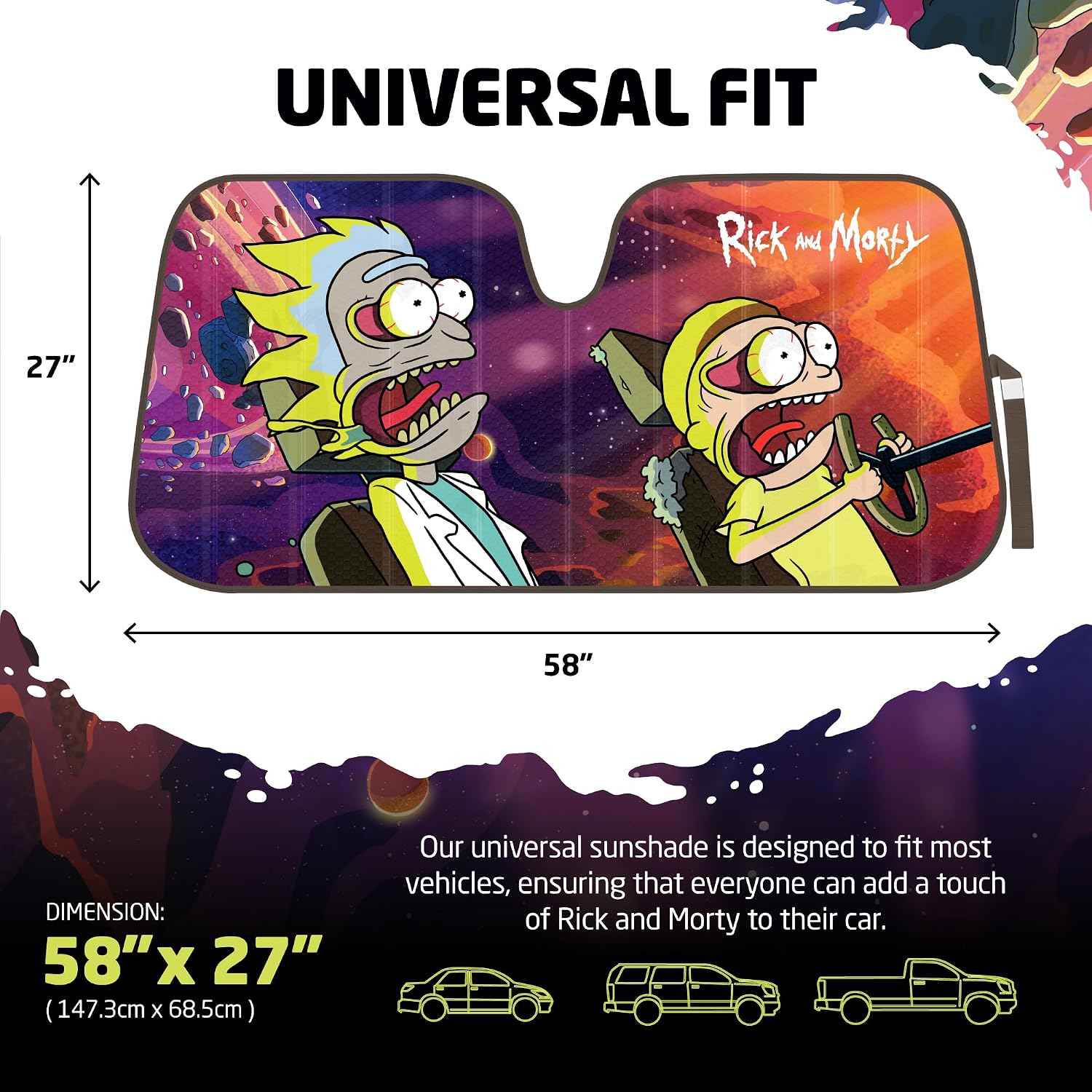 Rick and Morty Car Windshield Sun Shade Accordion Style Sunshade for Car Window Cartoon Car Sun Shade Rick and Morty Car Accessories