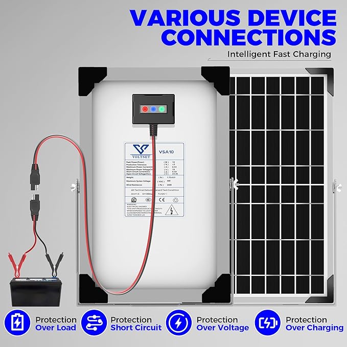 Solar Battery Trickle Charger: 10 Watt 12V Solar Panel Maintainer - Image 8