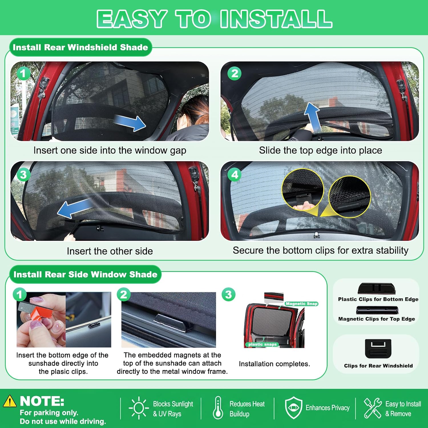 F150 Rear Window Shades 2015-2020, 3PCS Full Coverage Set | Custom Fit, Full Rear Window Coverage, Heat & UV Protection, Privacy & Ventilation
