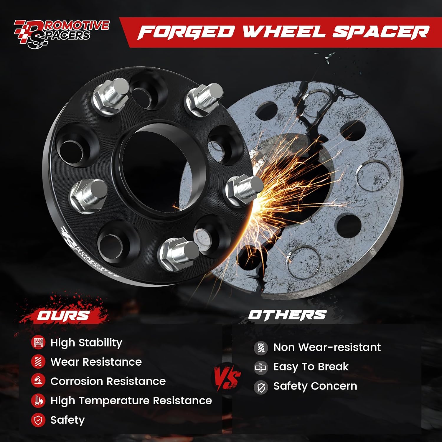 25mm (1") 5x114.3 Wheel Spacers 66.1mm M12x1.25 Studs 2PCS Black Hubcentric | 6061-T6 Forged, Class 10.9 Studs, Anodized, For Infiniti G37 M35 Q60 & Nissan 350Z 370Z 240SX 300ZX Murano Maxima Sentra