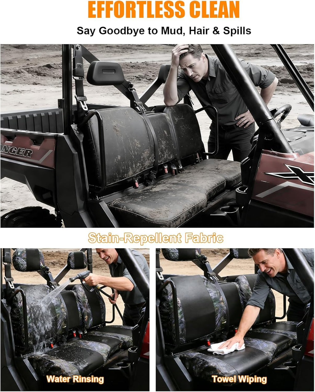 MDPROMCP Ranger XP 1000 Seat Covers, Split Back UTV Seat Covers Compatible with 2018 2019 2020 2021 2022 2023 2024 2025 2026 Polaris Ranger XP 1000, 2020 2021 2022 Ranger 1000 Camouflage