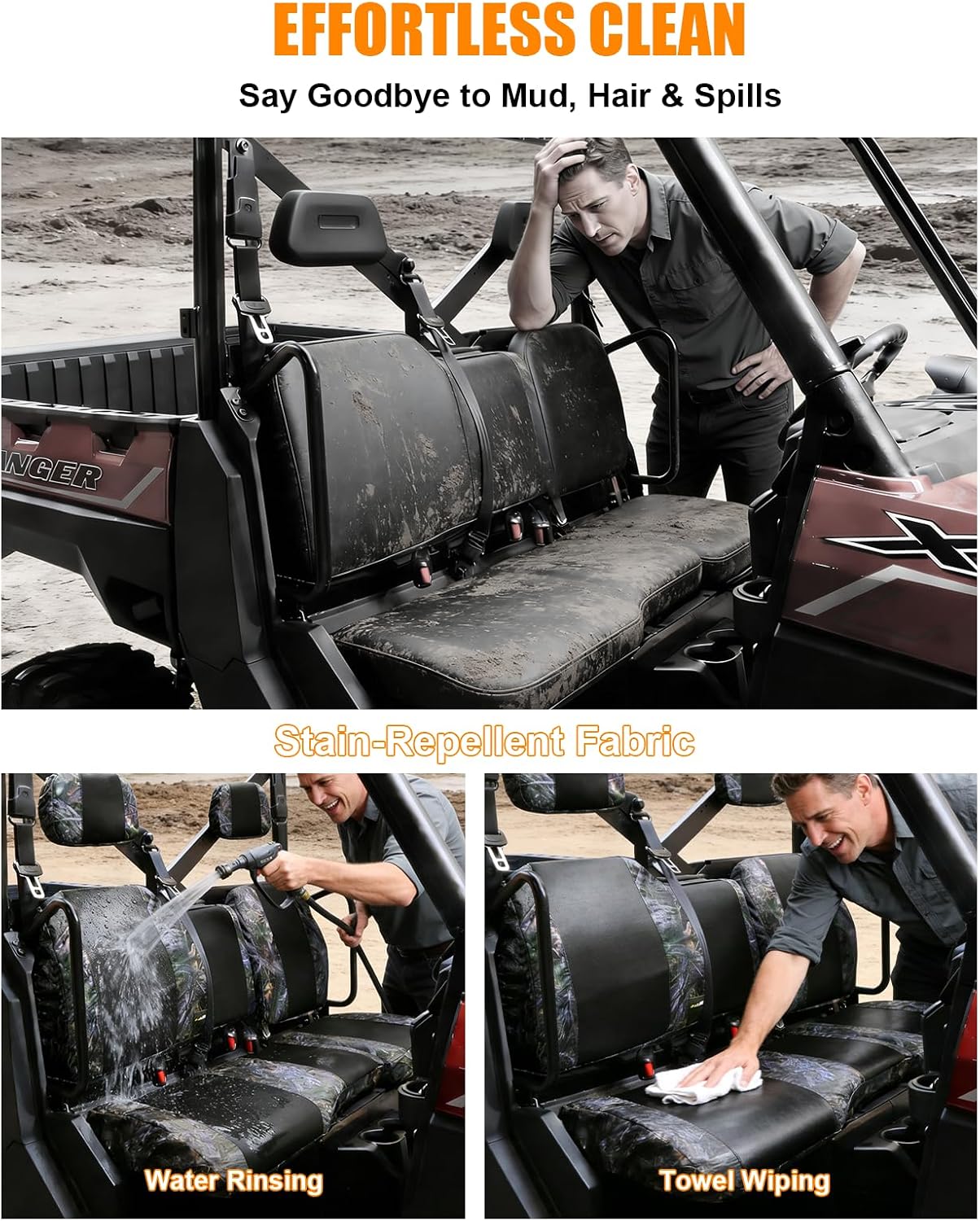 MDPROMCP Ranger XP 1000 Seat Covers, Split Back UTV Seat Covers Compatible with 2018 2019 2020 2021 2022 2023 2024 2025 2026 Polaris Ranger XP 1000, 2020 2021 2022 Ranger 1000 Camouflage