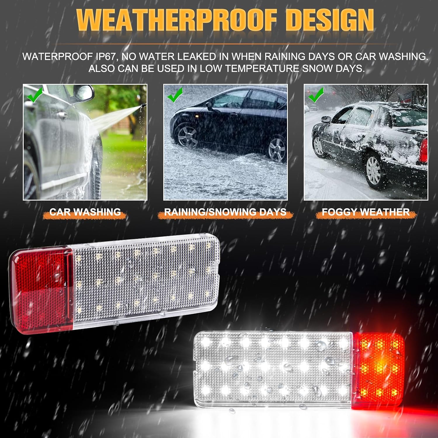 GemPro LED Interior Door Pannel Lights for 1992-1996 Ford F150 F250 Bronco, 92-97 F350 Door Reflector Courtesy Lamps 2PCS (Red&White)