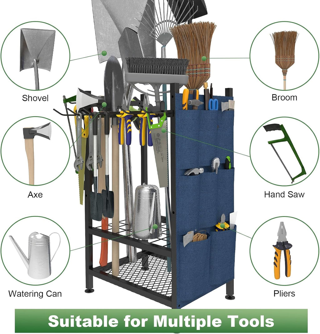 garden tool organizer, garden yard tool rack for showing dimensions