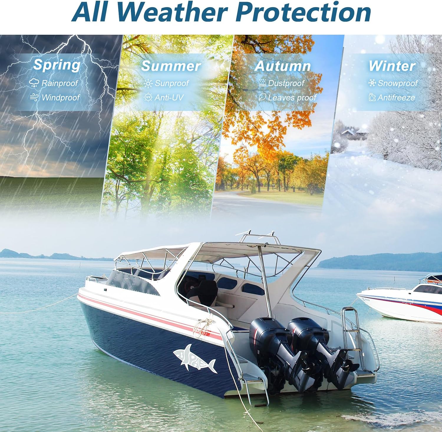 Outboard Motor Cover for Yamaha F150 F175 F200 2015-2022 Outboard Motor Cover, Waterproof Heavy Duty 600D Oxford with Cotton Lining Fade Resistant Boat Engine Hood Cowling Cover(B-Series)