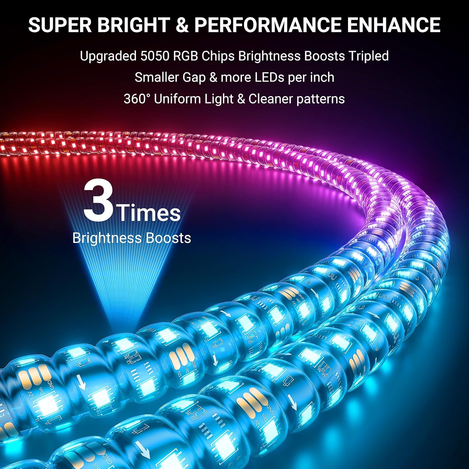 Ehaho 2PCS 3FT Whip Lights for UTV ATV, Spring Base, Tri-Brighter, 6 Flags | Spiral Chasing Led Whip Light, W/Rocker Switch, 366 Patterns, APP & Remote Control Lighted Antenna Whip for RZR SXS Can-Am