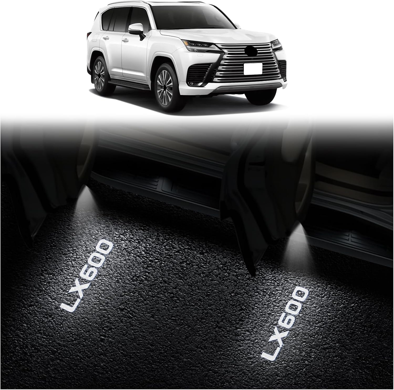 Car Welcome Laser Light for 2024 2025 2026 Lexus Lx600 & Lx500d Led Projection Lamp Door Sill Light Interior Modification Accessories (Transparent (4 Pieces)