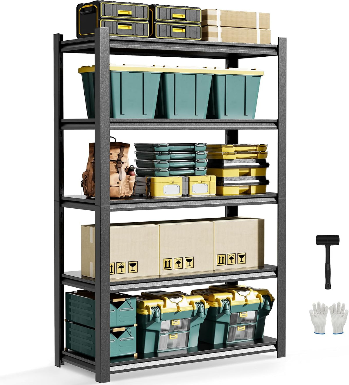 JHYKHG 72" W Storage Shelves, 5-Tier Heavy Duty Garage Shelving, Adjustable