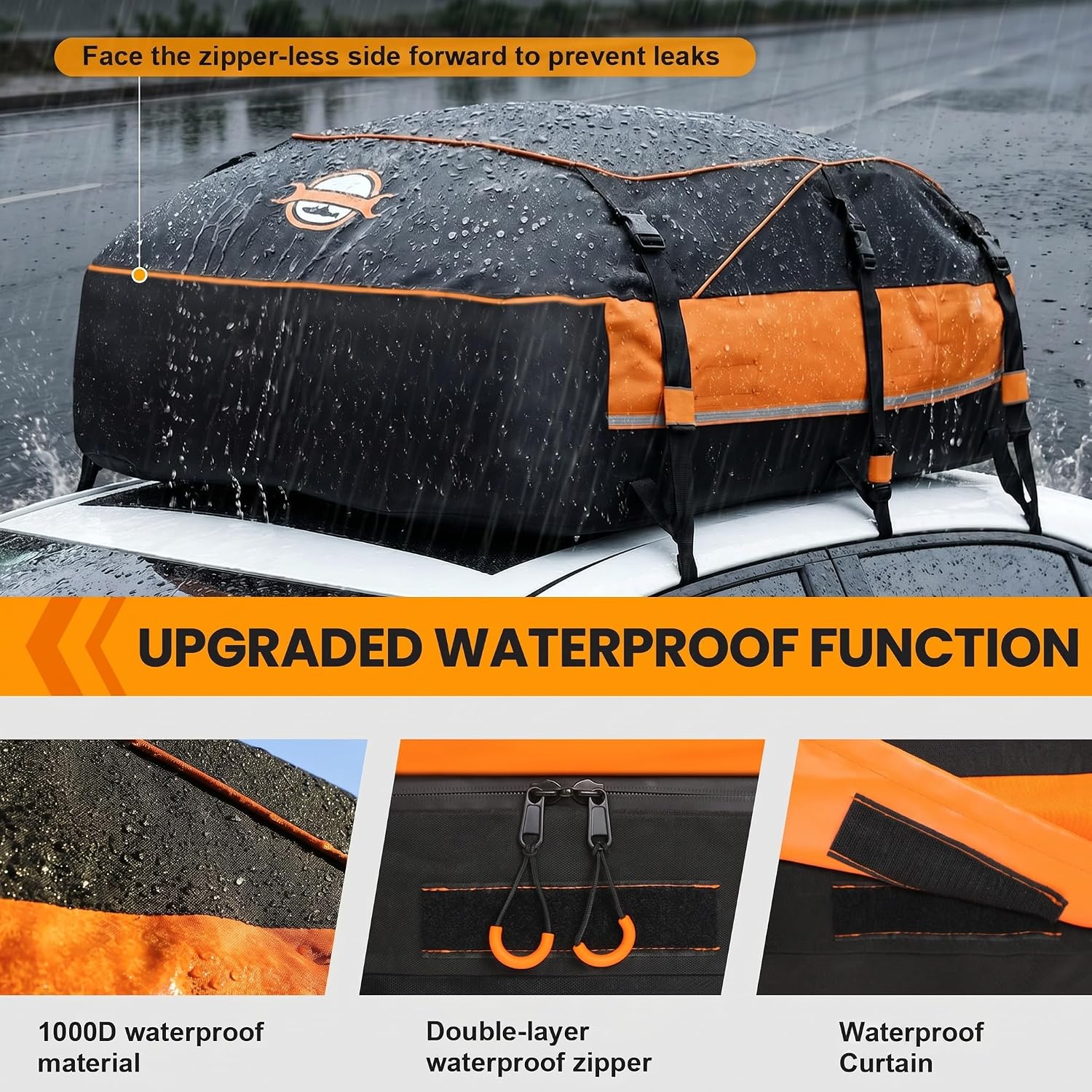 Sailnovo Aerodynamic Rooftop Cargo Carrier Bag, 20 Cubic Feet Waterproof Car Top Carrier for All Vehicles with/Without Racks, Holds Luggage for 4-6, Includes Anti-Slip Mat, Storage Bag, Luggage Lock