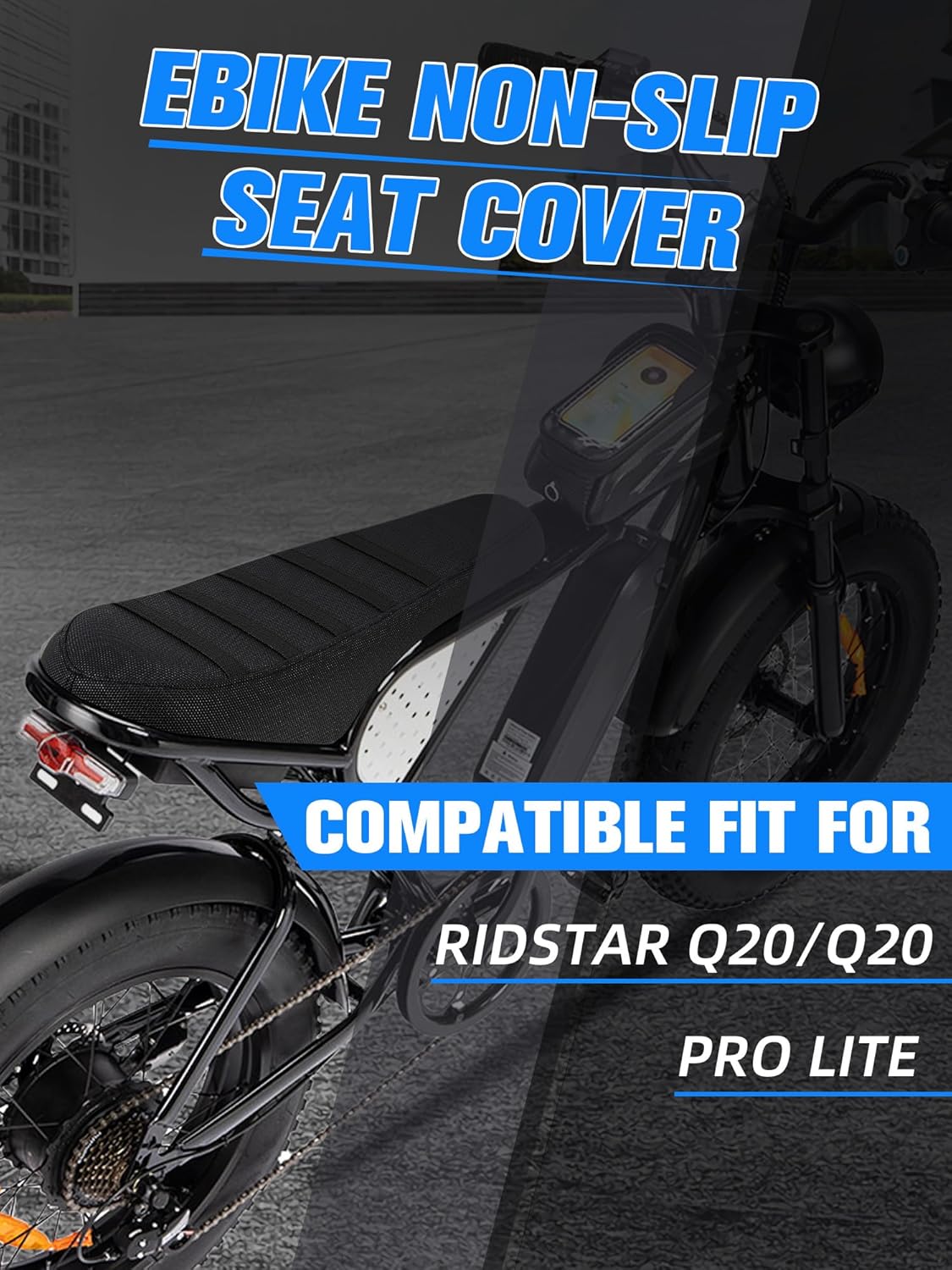 Non-Slip Seat Cover Compatible Fit for Ridstar Q20/Q20 Pro Lite EBike E-Bike, Electric Bike Soft Seat Cover Black