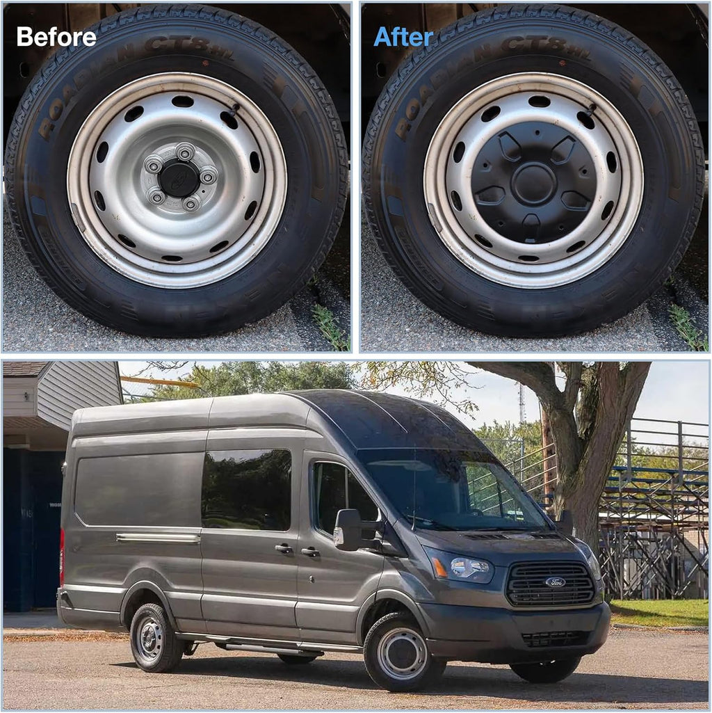 4Pcs Wheel Center Cap Cover for 2015-2026 Ford Transit 150/250/350/350 HD, 16'' Black Wheels Center Caps for 15-26 Transit 150/250/350 ABS Center Caps #CK4Z-1130-C, BK21-1130-CA, BK2Z-1130-A
