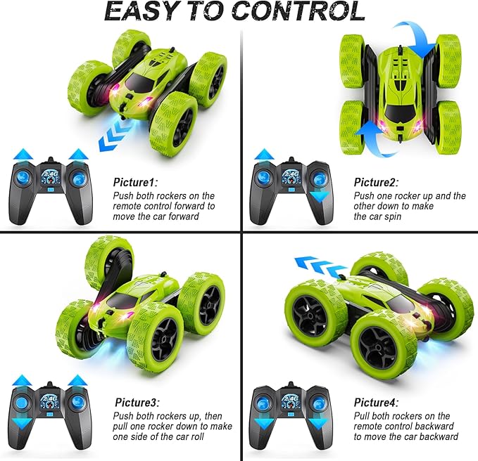Remote Control Car for Kids Ages 6+, RC Cars Stunt Car Toy 4WD Double Sided - Image 6