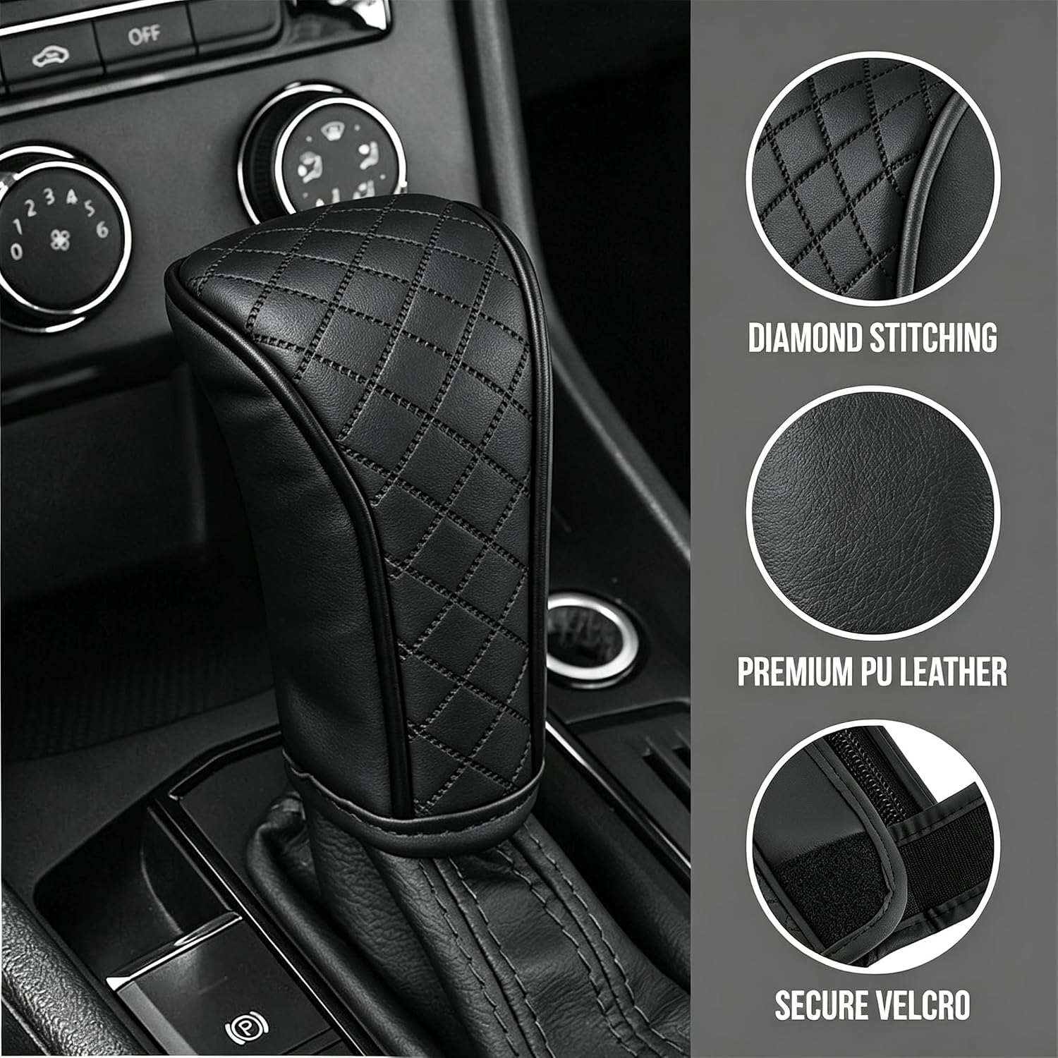 Universal Leather Car Gear Shift Knob Cover (Black)