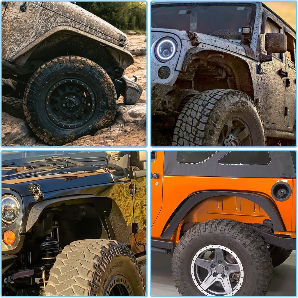 monoking 4pcs flat fender flares for 2007-2018 wrangler, close-up detail