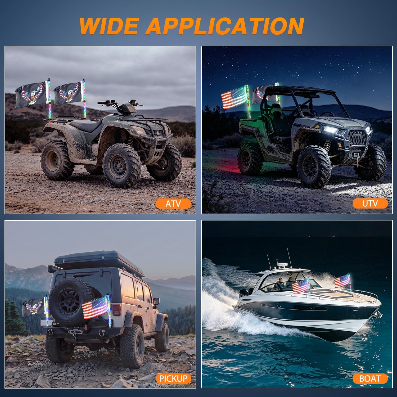 Nilight LED Whip Light 2PC 3FT Spiral RGB Antenna Whips with Spring Base, App/Remote Control DIY Chasing Patterns Brake & Reverse Turn Signal Lights for Side by Side ATV UTV RZR Can-Am Buggy Jeep
