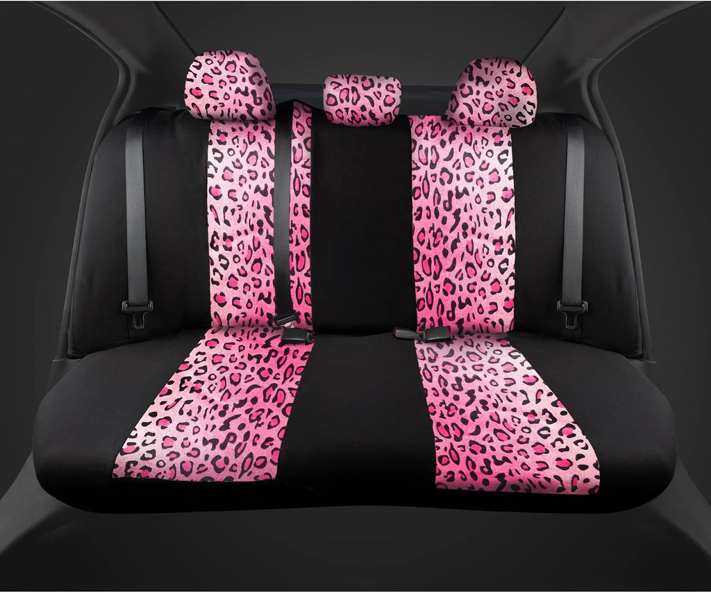 carxs leopard print car seat covers full set, close-up detail