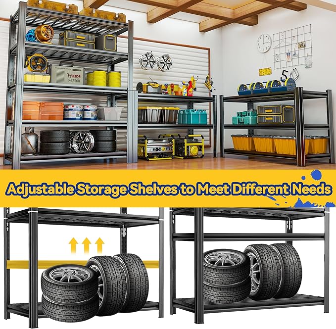 Garage Shelving, Heavy Duty 5-Tier Wire Shelving Unit, 2500 lbs Load Capacity - Image 4