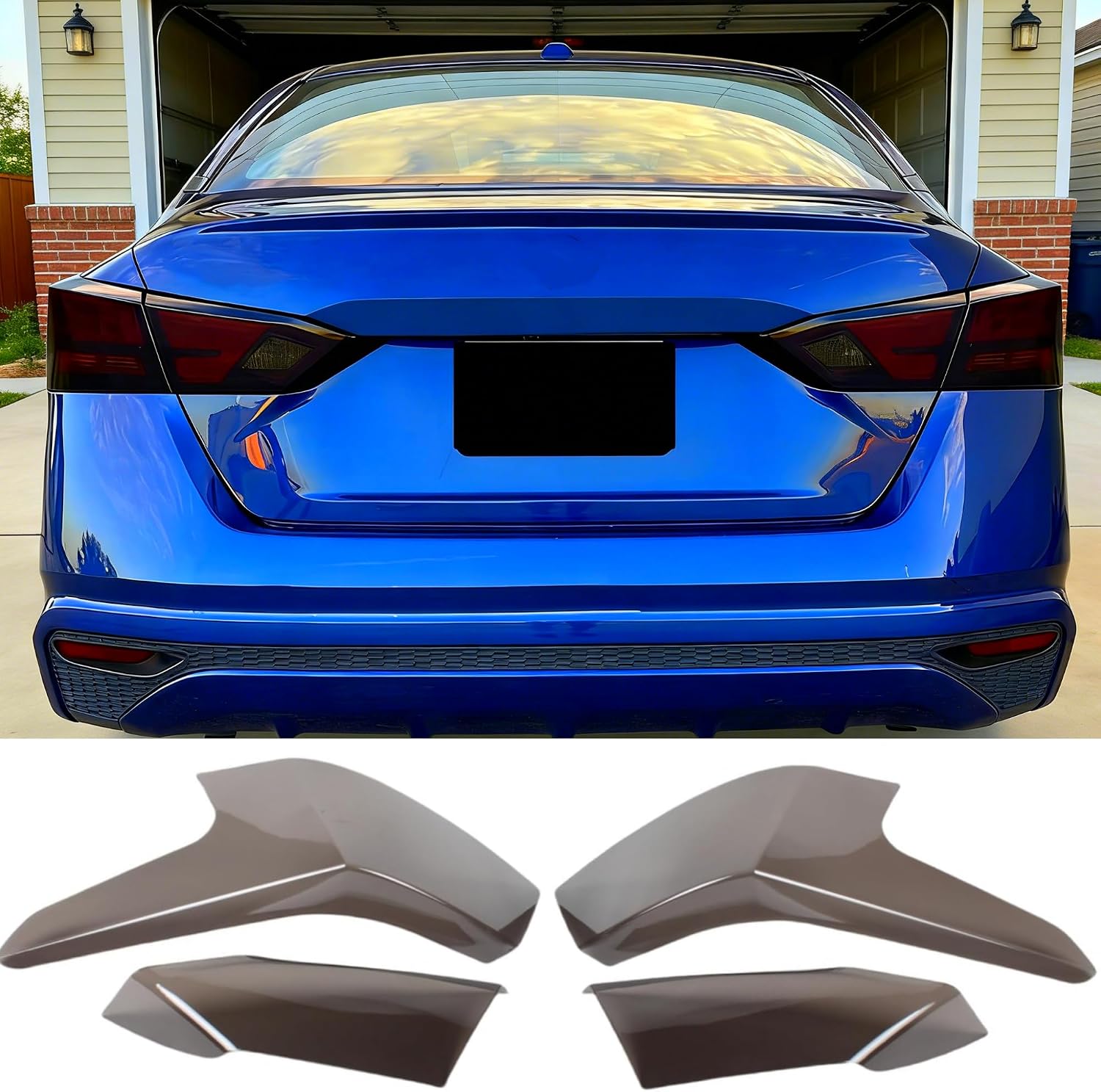 MUTUSAISI Tail Light Covers Guards Fit for Nissan Altima 2019-2025, Smoked Black Rear Light Protective Cover Guards Trim 4pcs Set Exterior Accessories