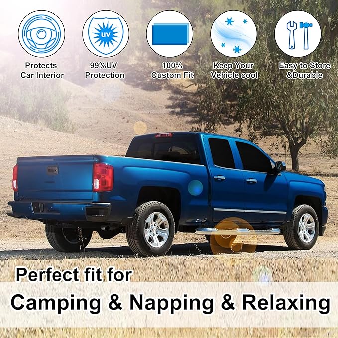 TINGLU Window Shades for Chevrolet/Chevy Silverado 2014-2019 Accessories Full - Image 6