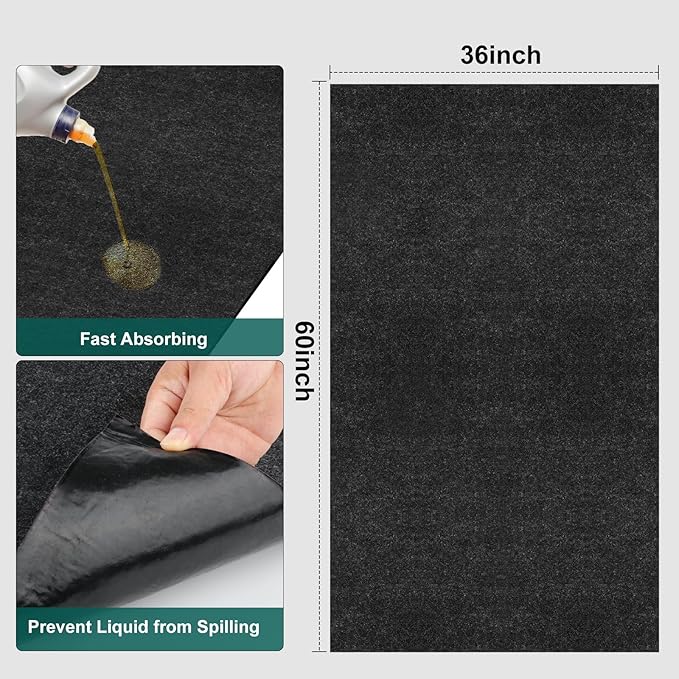 36" x 60" Oil Drip Mat for Garage Driveway, Reusable Rubber Floor Oil Spill - Image 3