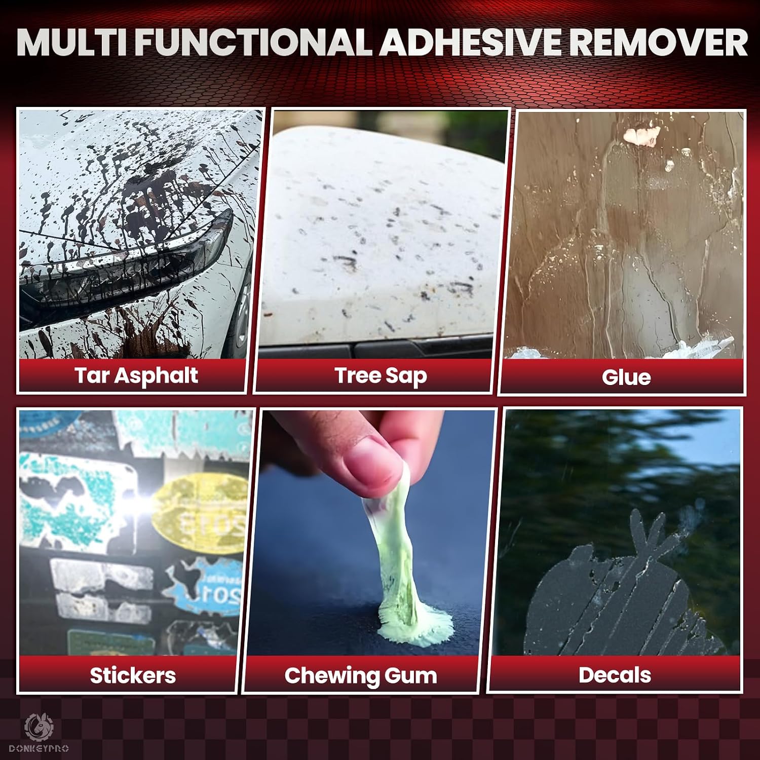 DONKEYPRO Tree Sap Remover for Car, 15 fl.oz | Sticker Remover Spray with Scraper, Dissolves Sticky Residue, Glue, Tape, Labels, Decals