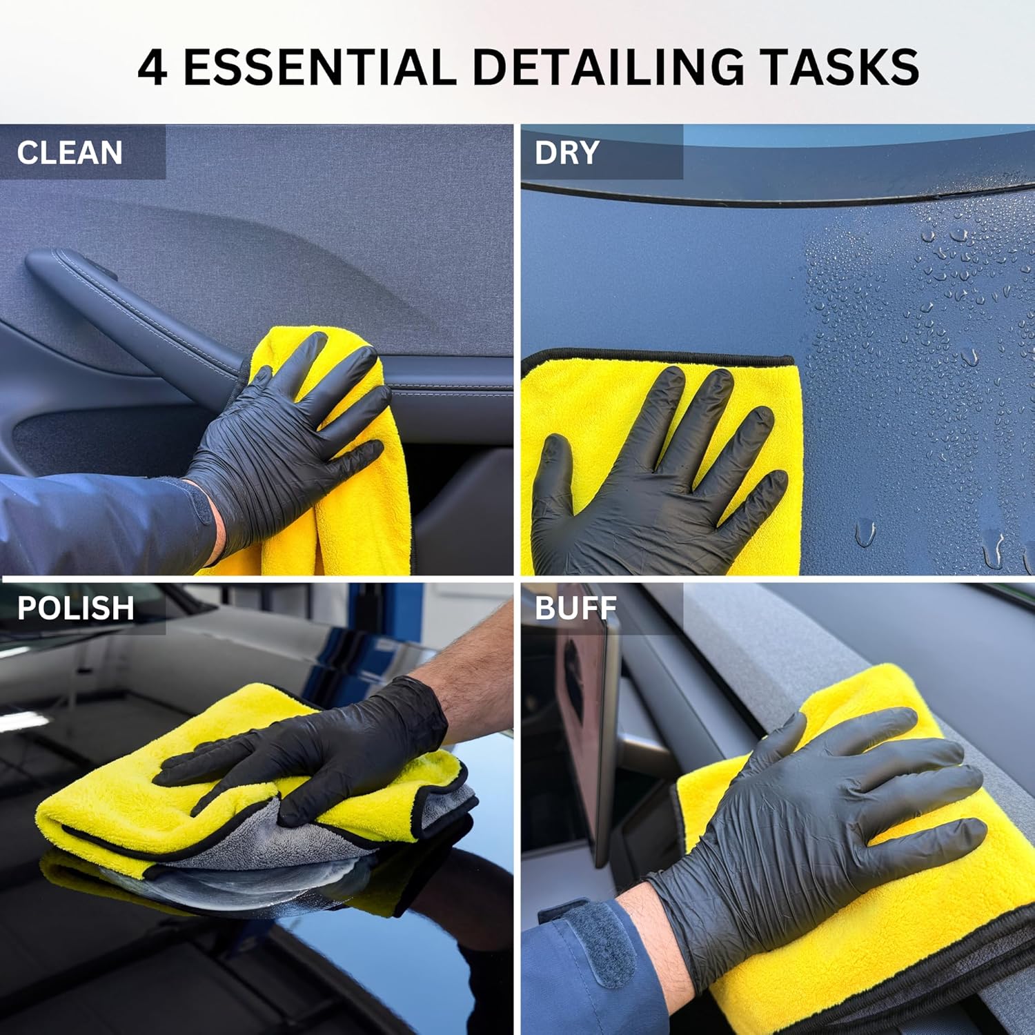 The Pro Stuff® Car Detailing Microfiber Towels - 800 GSM Thick Plush Auto Towels | Super Soft Dual-Sided for Cleaning, Washing, Buffing | Tagless, Scratch-Free, Lint Free Cloth (16"x16") (3)