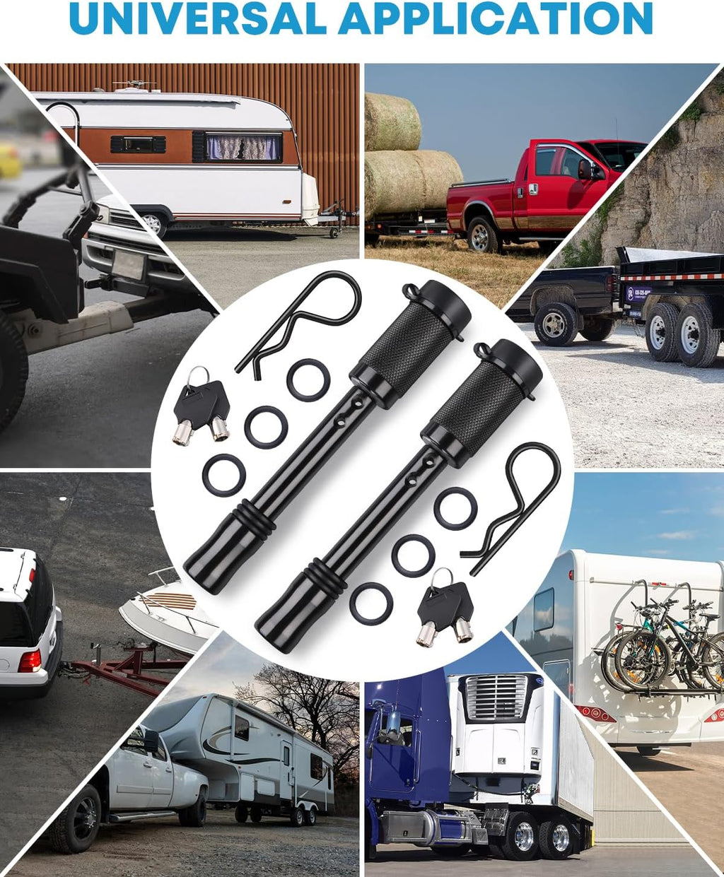 Kohree Trailer Hitch Pin Lock Set, 5/8 Inch Locking Hitch Pin with Keys, Tow Hitch Receiver Pin Lock Set Trailer Locking Pin for Class III IV Tow RV Trailer Hitch, Anti-Theft & Anti Rattle