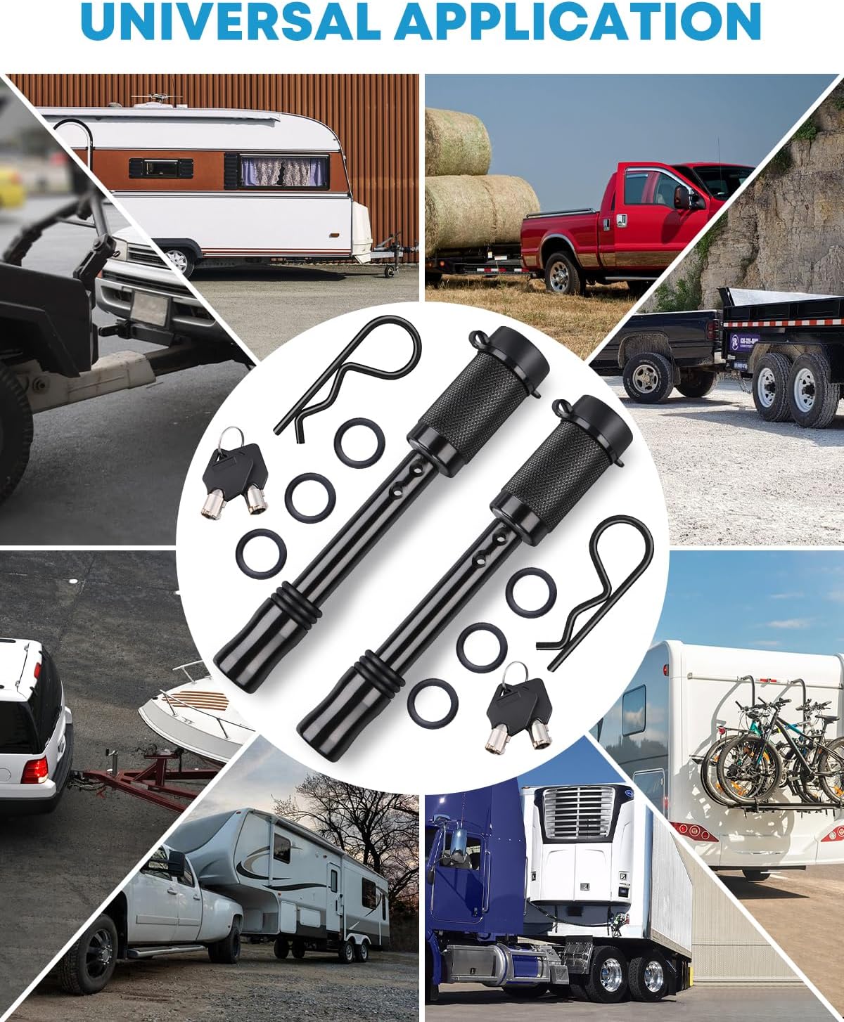 Kohree Trailer Hitch Pin Lock Set, 5/8 Inch Locking Hitch Pin with Keys, Tow Hitch Receiver Pin Lock Set Trailer Locking Pin for Class III IV Tow RV Trailer Hitch, Anti-Theft & Anti Rattle